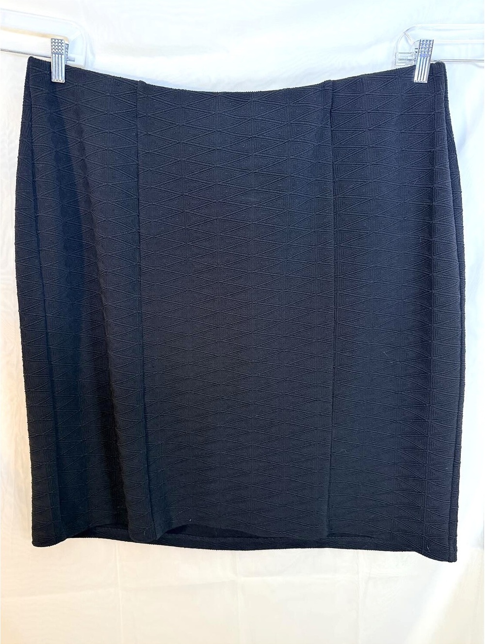 Textured Black Pencil Skirt Geometric Jacquard Knit Plus Size 3X